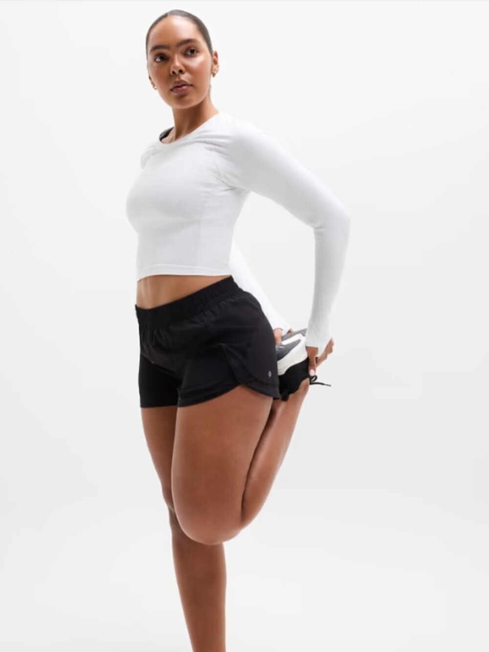 ATHLETA Mesh Racer Run Short 4'' Black (Medium)